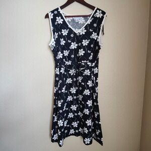 Maggie‎ McNaughton Vintage 100% Linen Floral Dress Graphic 1X Coastal Sundress